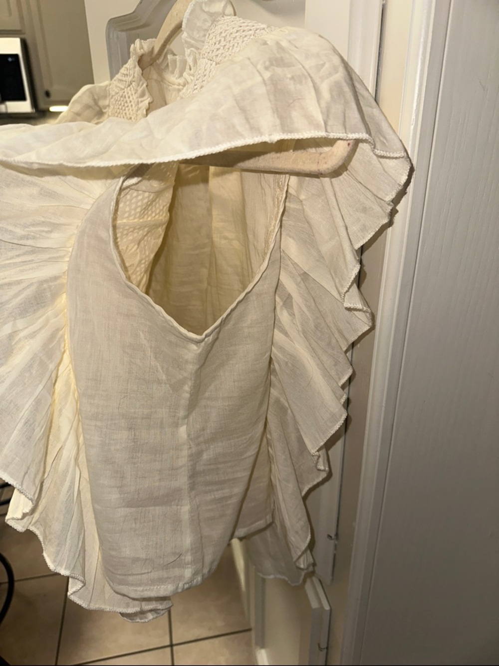 Joie Cream Lace & Ruffle Front Blouse - Picture 2 of 4